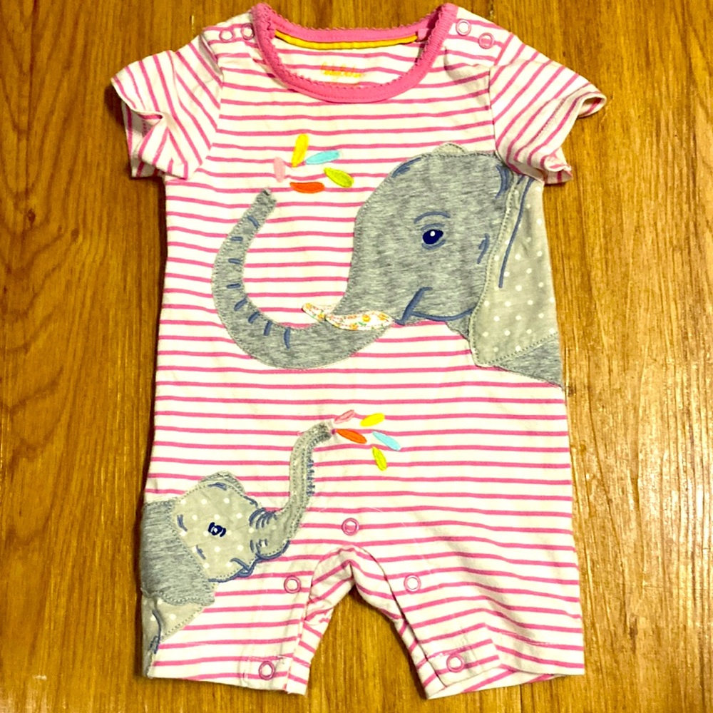 Baby Boden 3-6 month Elephant Short Sleeve Romper